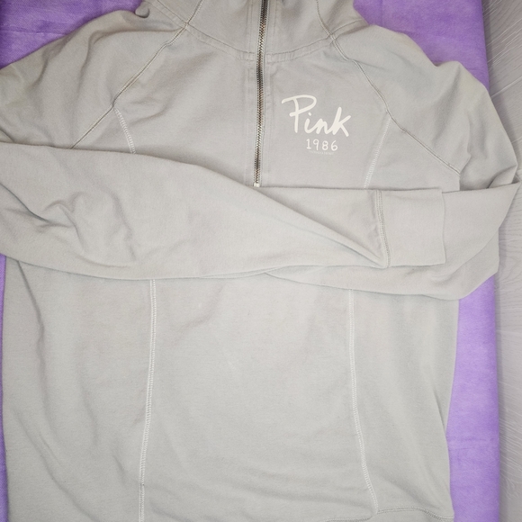PINK Victoria's Secret Gray Quarter-Zip Jacket - Picture 1 of 5
